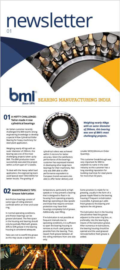 Four row cylindrical bearings