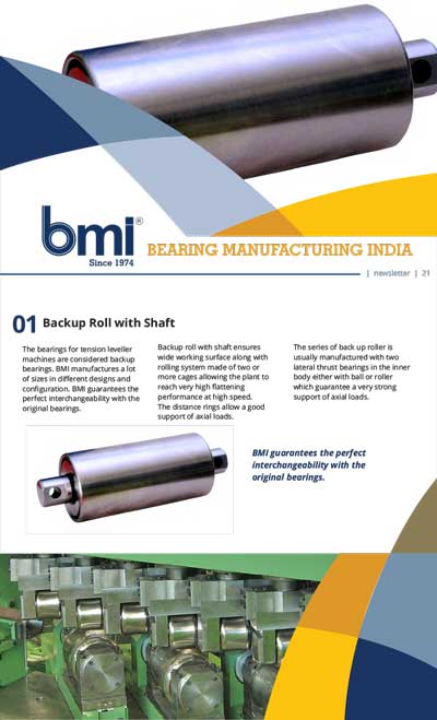Back up roller bearing with shaft