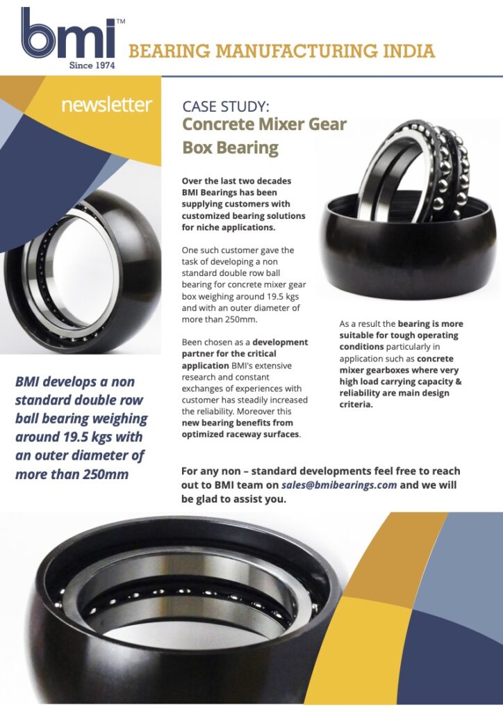 Concrete mixer gear box bearings