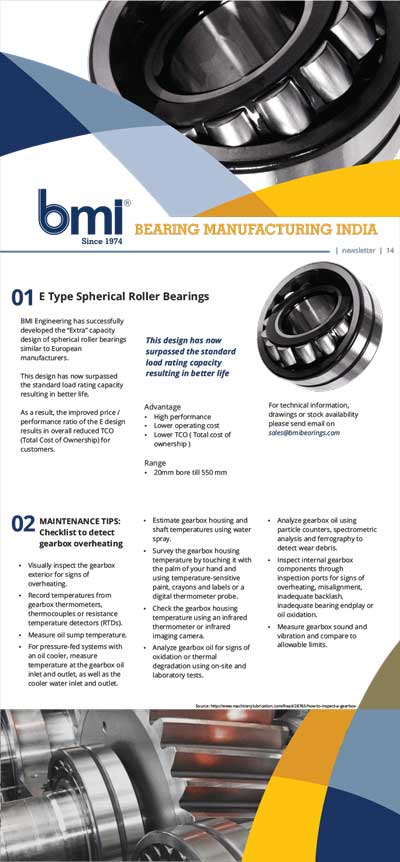 E type spherical roller bearings